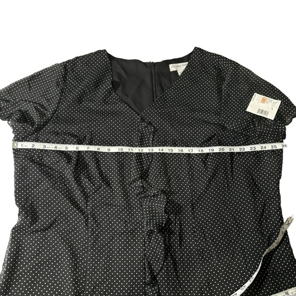 NWT Sag Harbor Blouse Polka Dot Sheer Ruffles V-neck Office Workwear Size 2X - Picture 11 of 13